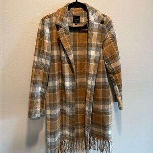 Plaid Fringe Women's Coat